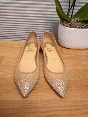 Christian LOUBOUTIN Swarowski flats 37.5 Fits 7 5! READ DESCRIPTION!!!